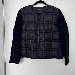 Rachel Zoe Black Puffer Jacket with Knit Sleeves
